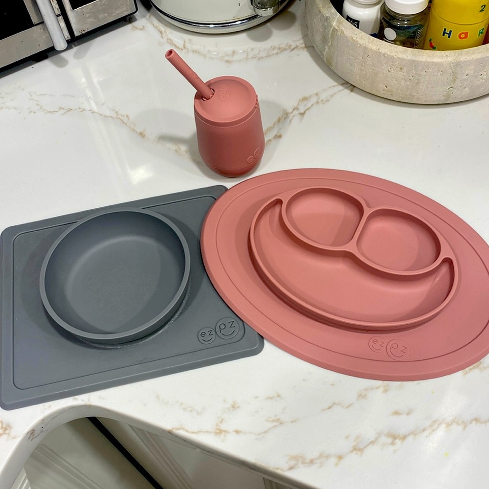 Ez pz bundle one bowl, mini mat plate, and mini cup with lid and straw